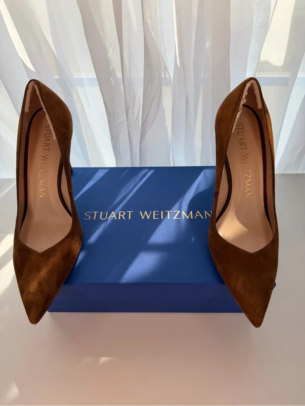 NWT Stuart Weitzman Anny Suede Pumps Coffee Brown Leather with dust bag - Picture 1 of 8